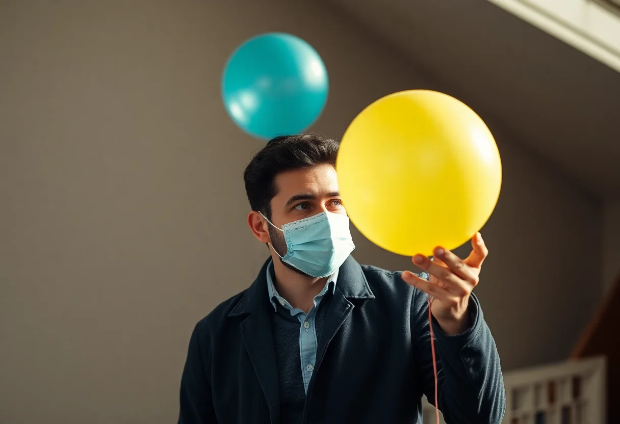 Balon ekipman kontrolü yapan uzman personel